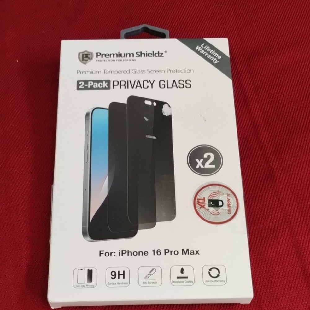 PSD Privacy Glass Screen Protector for iPhone 16 Pro Max - Black